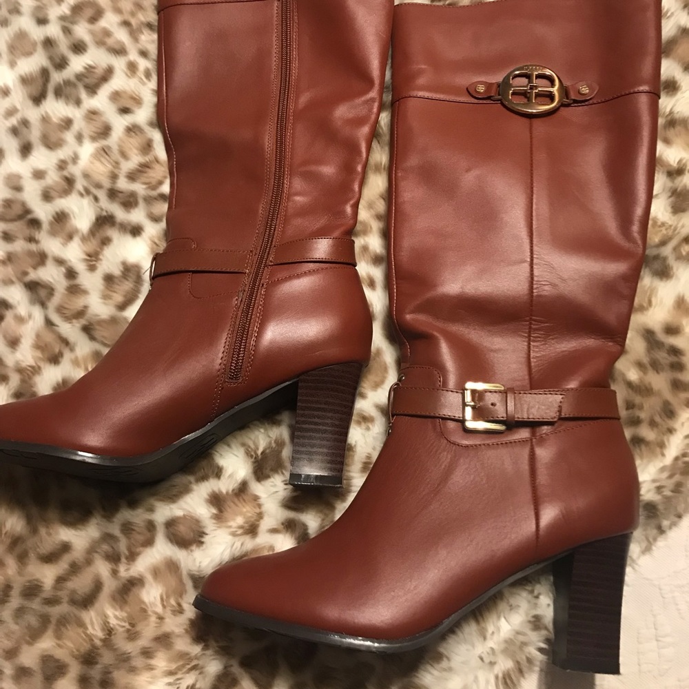 size 8 women’s brown heeled boots- IMAN